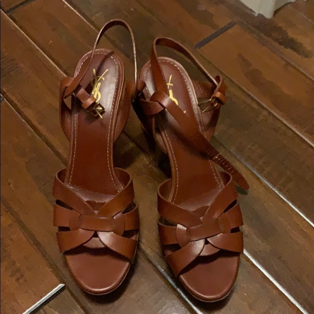 YSL Brown Tribute 75 Sandal - Size 41